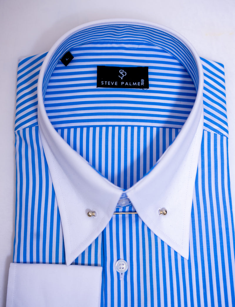 Men’s Blue Blue Pin Collar Shirt