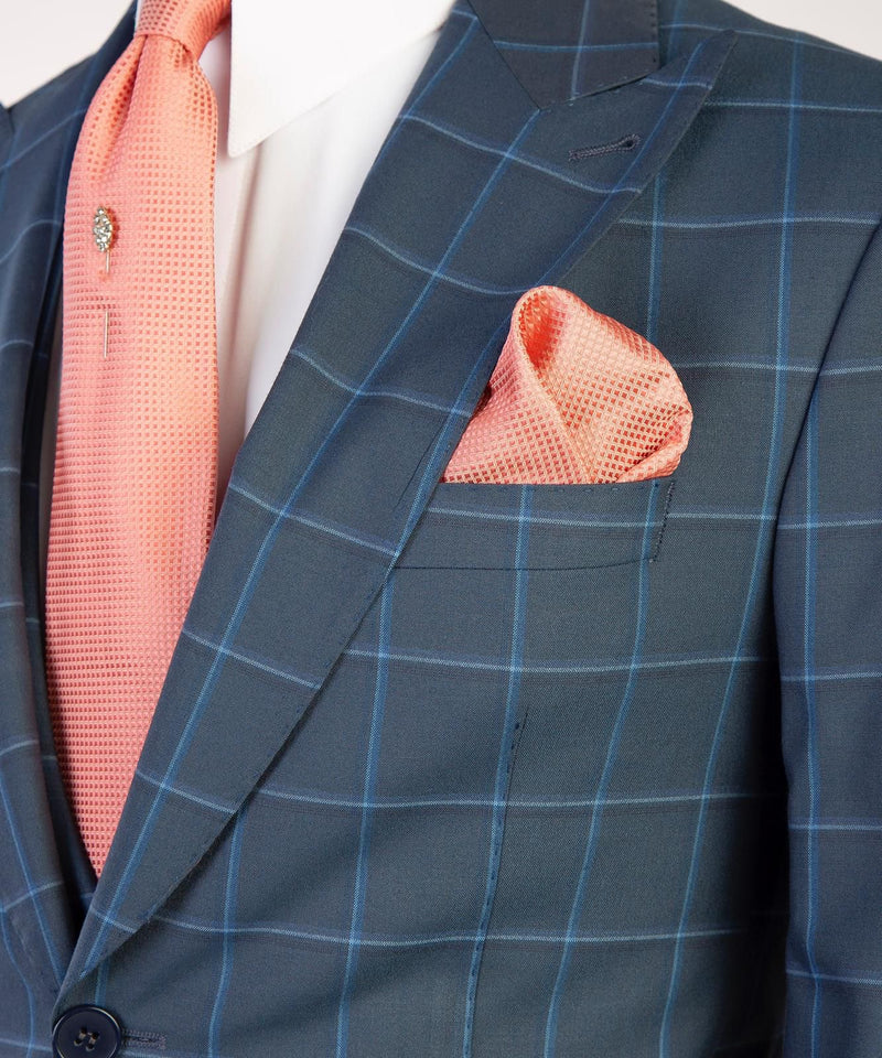 Men’s Blue Plaid Business Suit