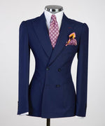 Blue Navy Zanotti Pleated Double Breasted Suit