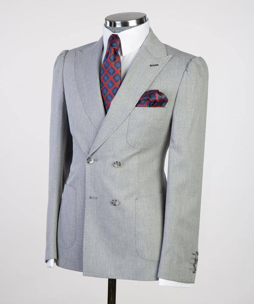 Gray Zanotti Pleated Double Breasted Suit