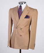 Brown Zanotti Pleated Double Breasted Suit