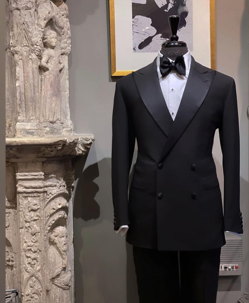 Men’s Black Double Breasted Tuxedo Suit