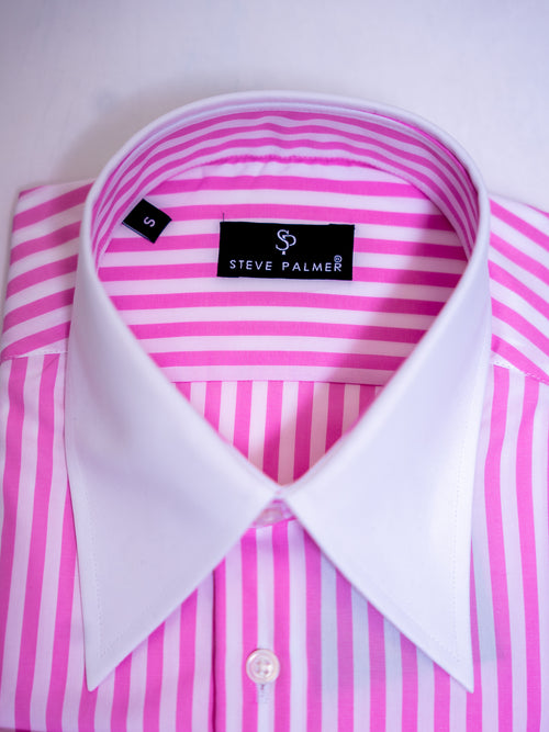 Pink Stripes Collar Shirt