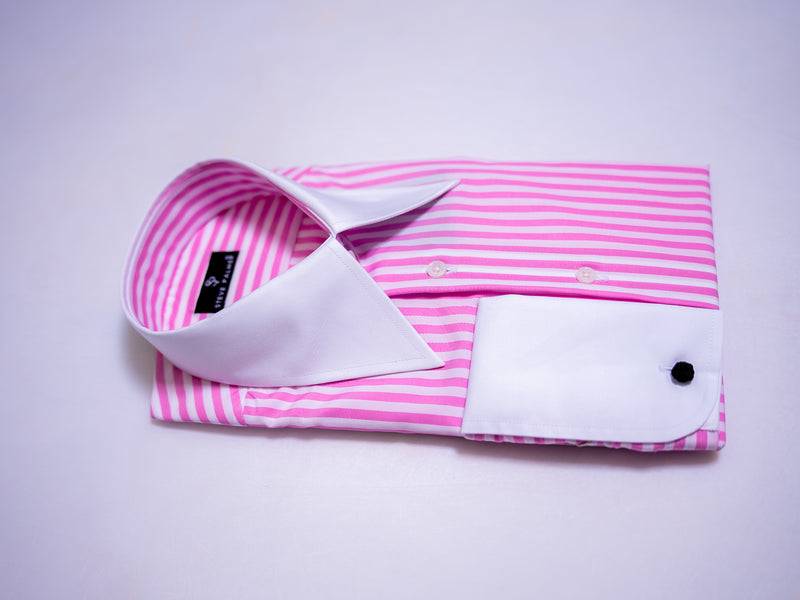 Pink Stripes Collar Shirt