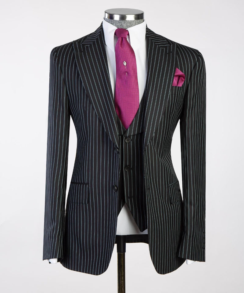 Mens Black Striped Business Suit