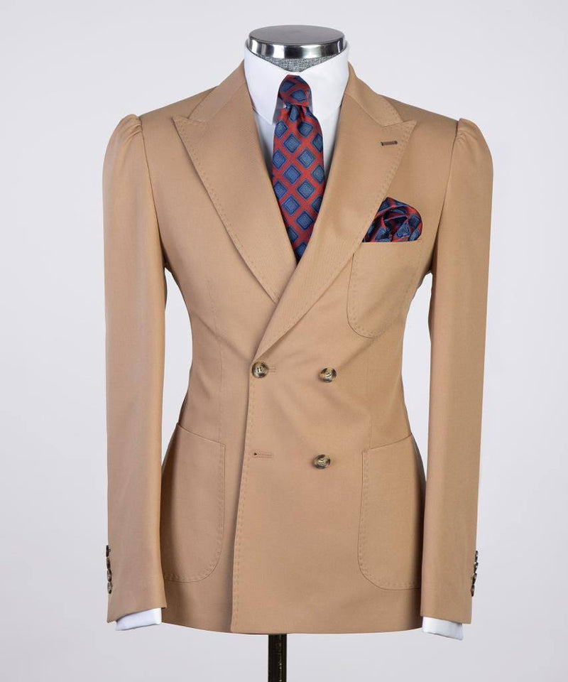 Brown Zanotti Pleated Double Breasted Suit