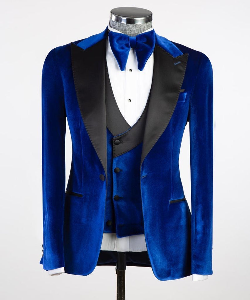 Blue Velvet Tuxedo Suit