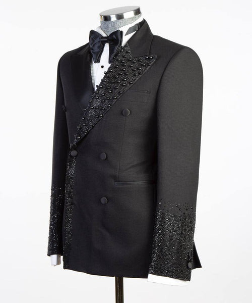 Men’s Black Stoned Tuxedo Suit