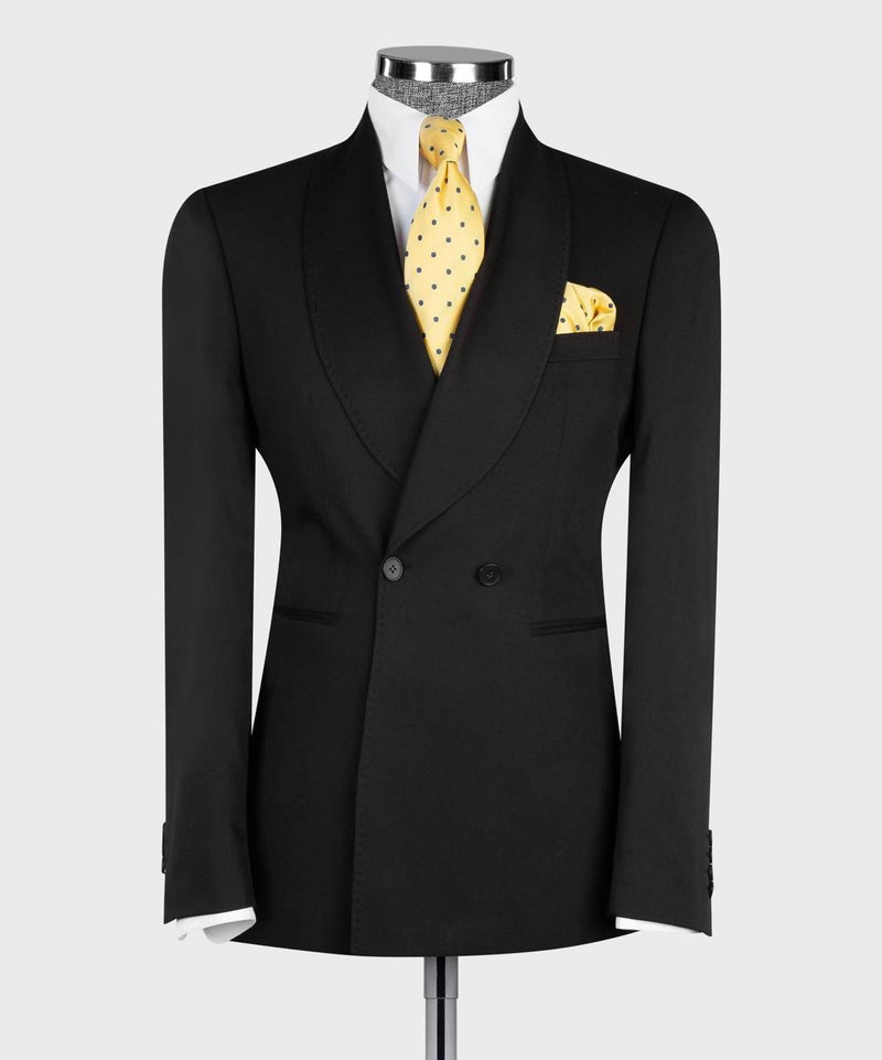 Men’s Black Shawl Double Breasted Suit