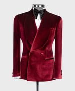 Red wine Velvet Double Breasted Suit