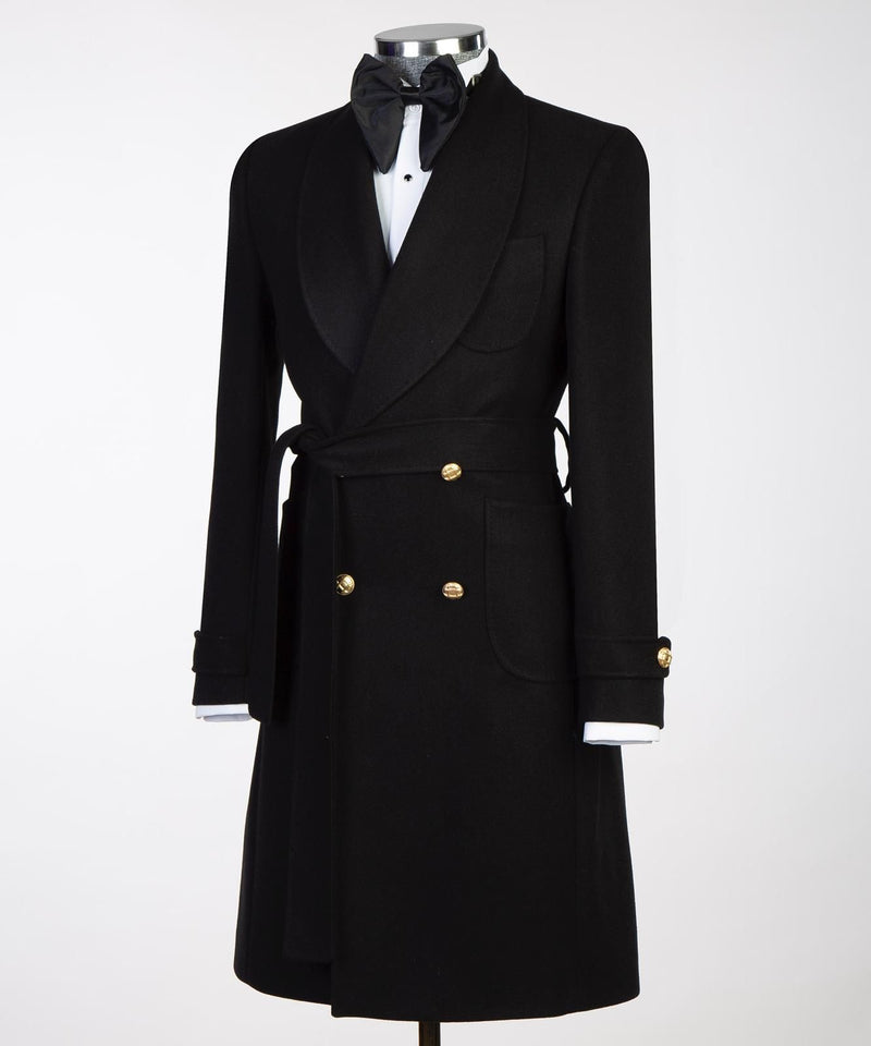 Black Men’s Belted Coat