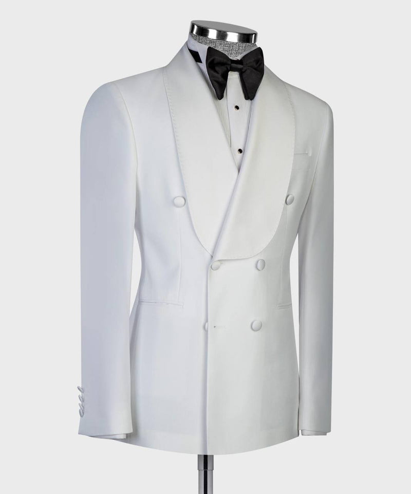 Men’s White Tuxedo Double Breasted Suit