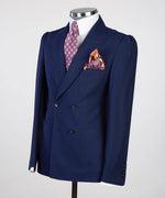 Blue Navy Zanotti Pleated Double Breasted Suit