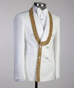 Men’s White Golden Carpi Tuxedo Suit