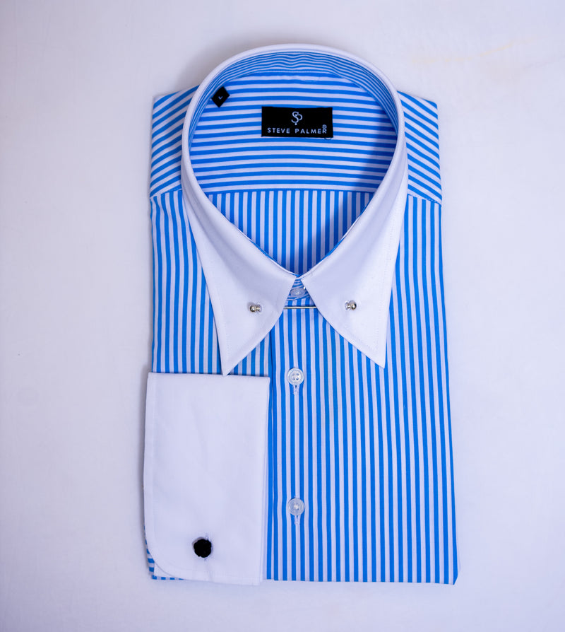 Men’s Blue Blue Pin Collar Shirt