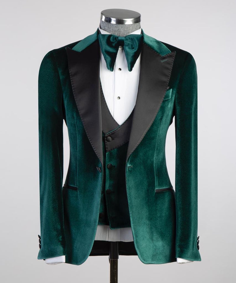 Green Velvet Tuxedo Suit