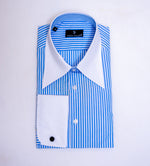 Men’s Blue Striped Collar Shirt