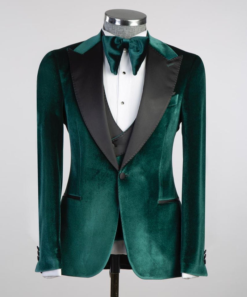 Green Velvet Tuxedo Suit