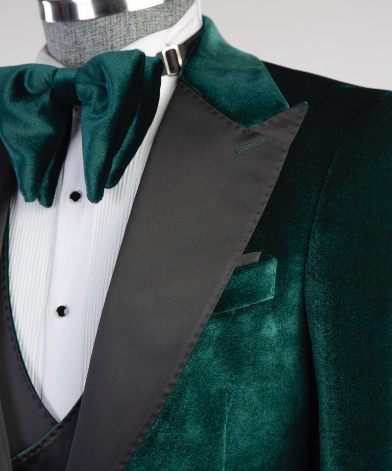 Green Velvet Tuxedo Suit