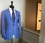 Men’s Blue Plaid Suit