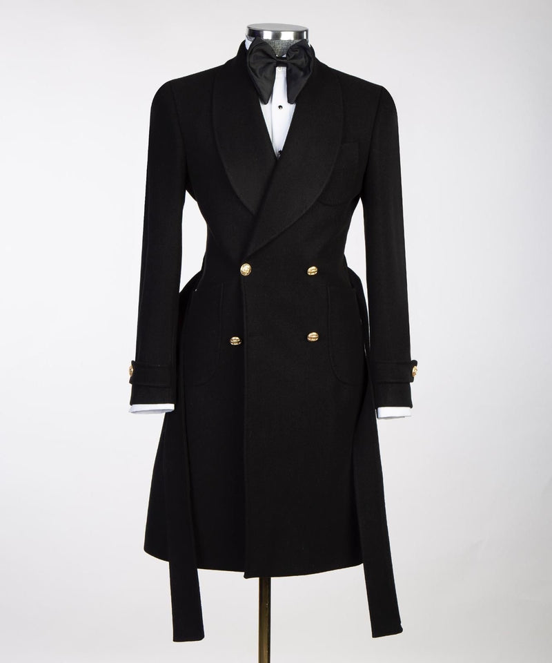 Black Men’s Belted Coat