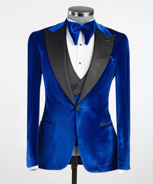 Blue Velvet Tuxedo Suit