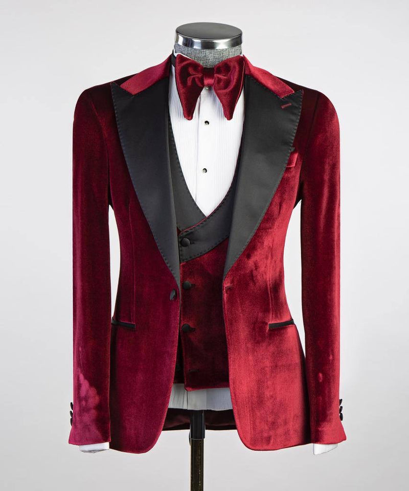 Red Velvet Tuxedo Suit