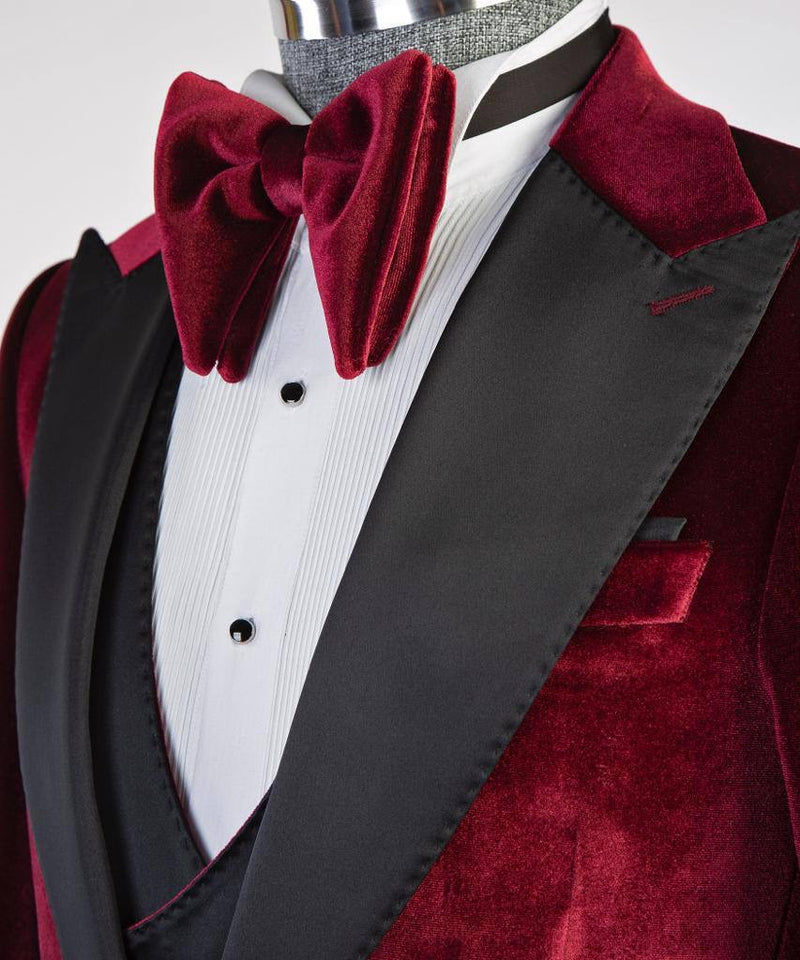 Red Velvet Tuxedo Suit