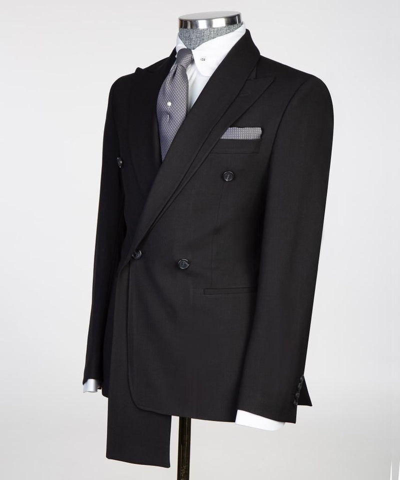 Men’s Plush Black double breasted Suit