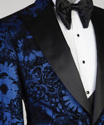 Men’s Blue Flowered Tuxedo Suit