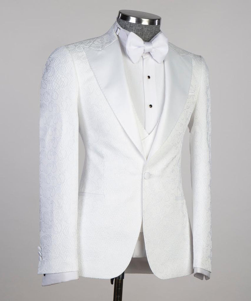 Three pieces White Tuxedo Suit