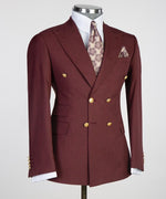 Men’s Red wine Double Breasted Suit