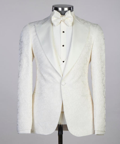 Men’s Three pieces Ivory Tuxedo Suit