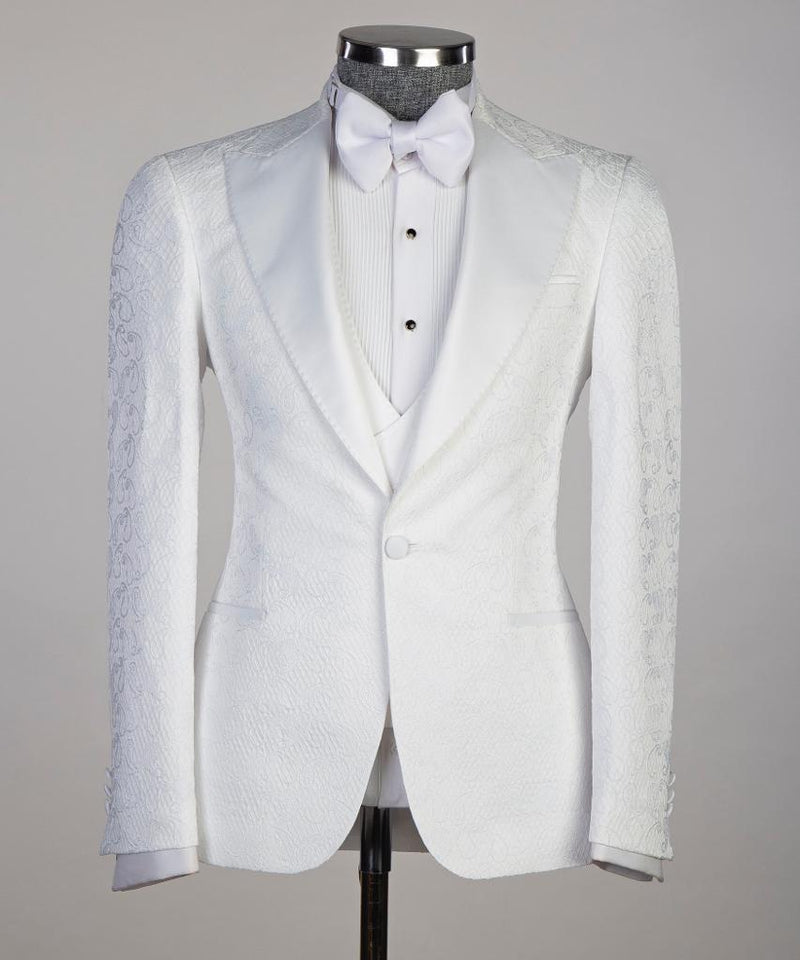 Three pieces White Tuxedo Suit