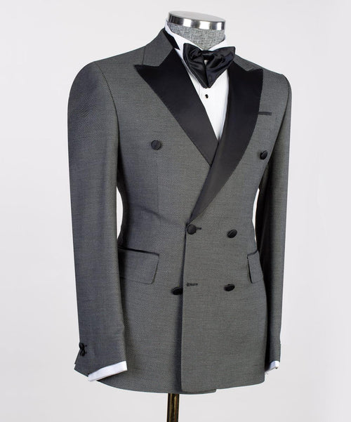 Gray Tuxedo Double breasted Suit