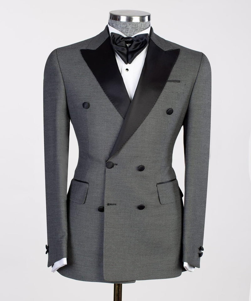 Gray Tuxedo Double breasted Suit