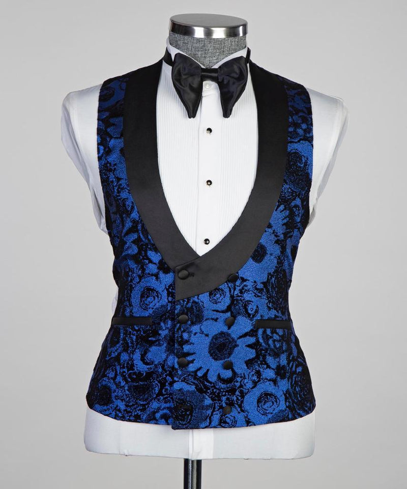 Men’s Blue Flowered Tuxedo Suit