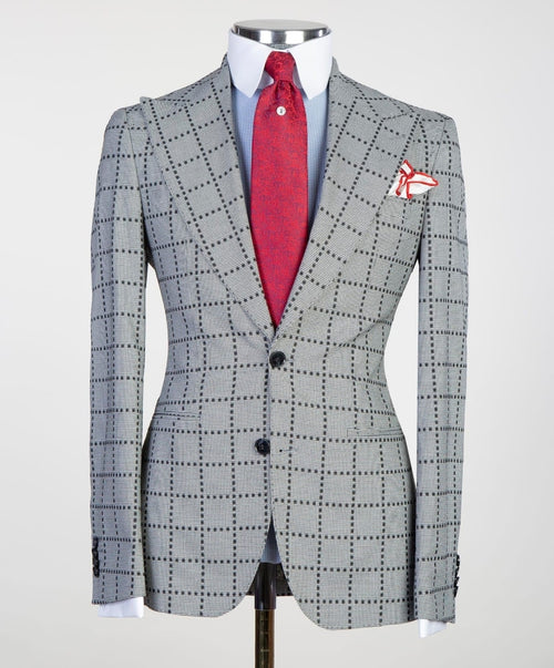 3 pieces plaid suit