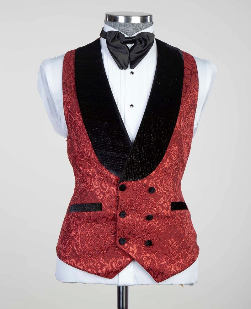 3 pieces Red Tuxedo suit