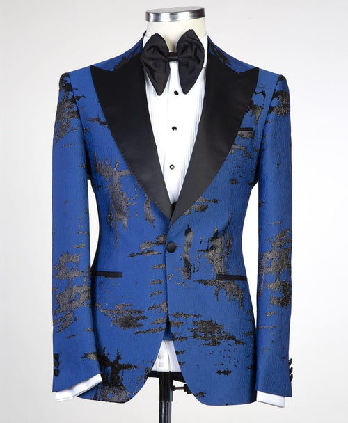 3 pieces blue Tuxedo on fire