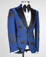 3 pieces blue Tuxedo on fire