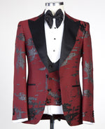 3 pieces Red Tuxedo on fire suit