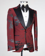 3 pieces Red Tuxedo on fire suit