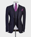 Three pieces Strip Navy Blue Suit