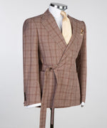 Men’s Plaid belted Suit