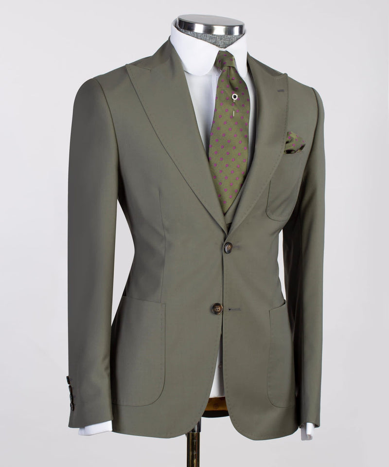 Three pieces Forest Green Casual Suit