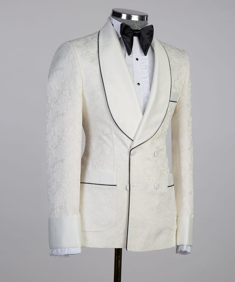 Royal Belted Ivory Tuxedo Suit