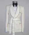 Royal Belted Ivory Tuxedo Suit