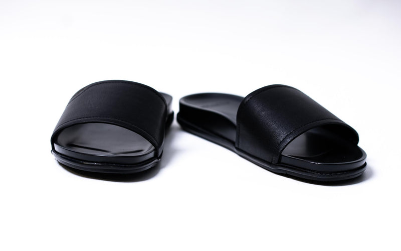 Black Leather Slipper