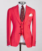 Three pieces Red Casual Suit